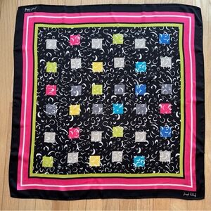 Joseph Ribkoff Black, Pink, and Yellow Silk Scarf